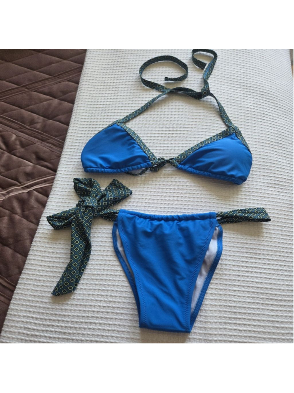 Women's Unbranded Blue and Green Bikini Set M